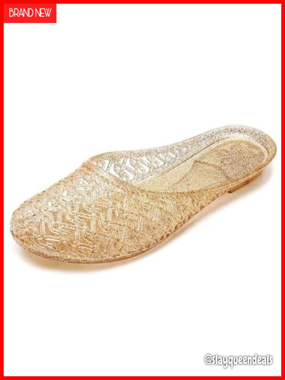 Glitter Closed Toe Jelly Slide Sandals Slip On Summer Mule Soft Anti-Slip